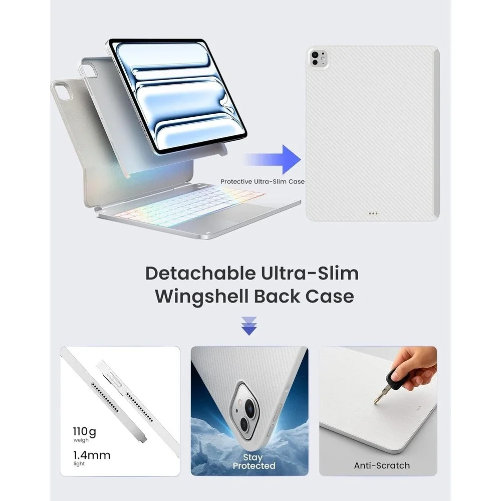 typecase EDGE+ Keyboard Case iPad Pro 13 M4 M5 Air 13 M2 M3 White Backlit Detach